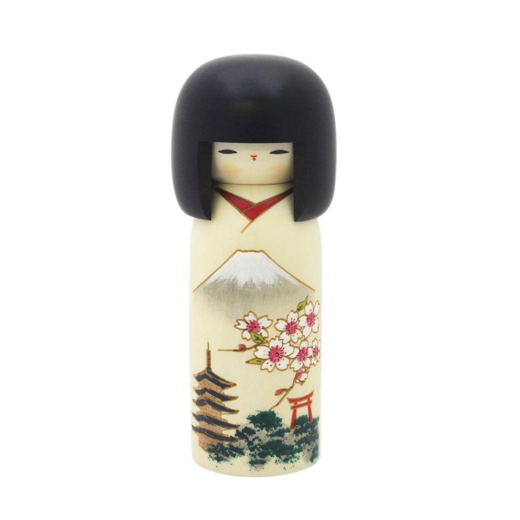 Usaburo Kokeshi Doll Overall Mount C268 Figurine, White, Length 18.5cm, Fuji,