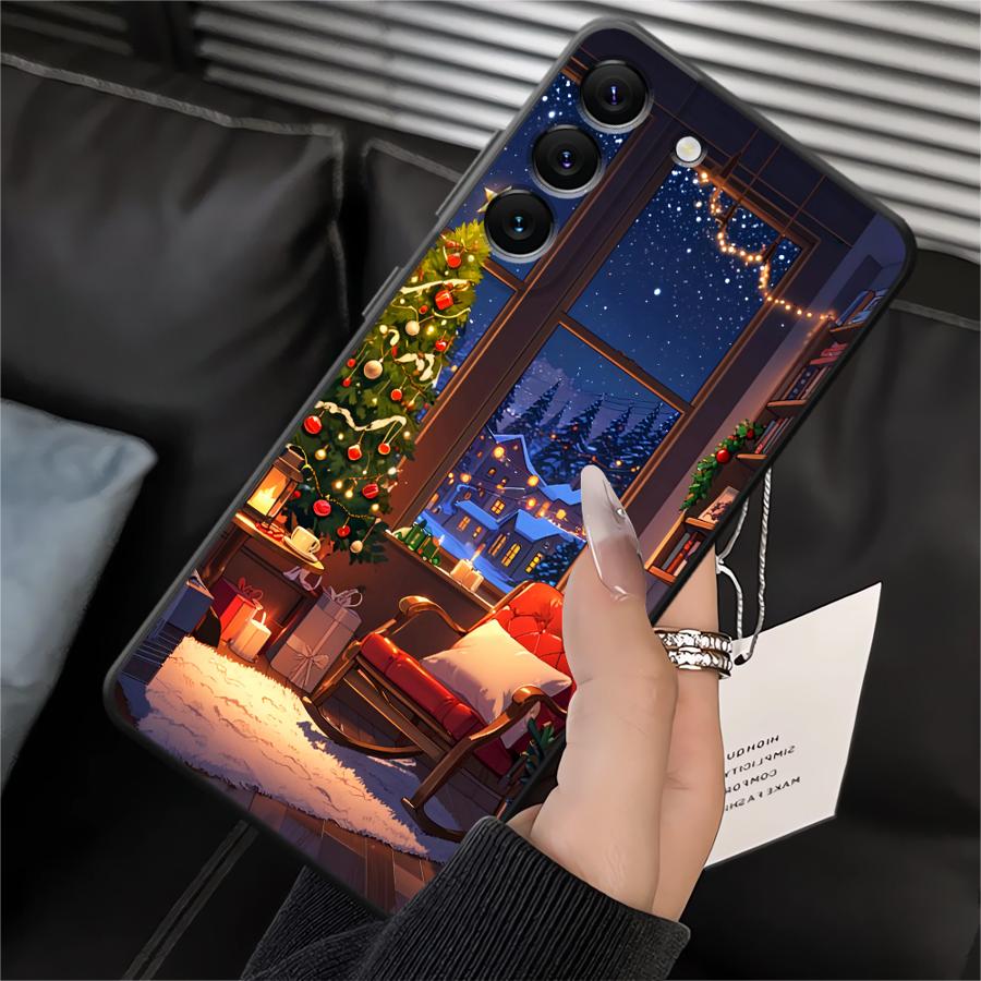 Hülle für Samsung Galaxy A20 A13 A04 A50 A06 A40 A16 A30 A15 A70 A10 A12 A17 A05 Schwarz Weiche Handyhülle Winter Schnee Weihnachten