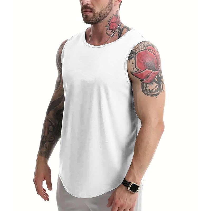 [iEndyCn] Men's Tank Top Training Wear U-neck Sleeveless Fitness T-shirt Muscle Training Sports Sleeveless Sportswear Body Building Muscle Fit