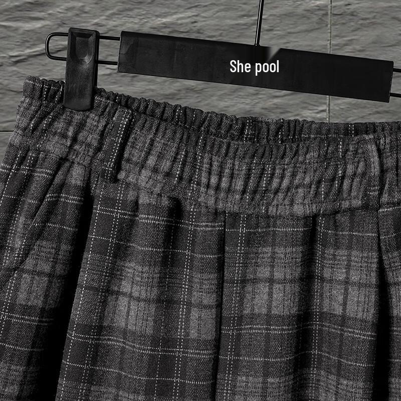 Women's Retro Plaid Fleece-Lined Wide-Leg Pants