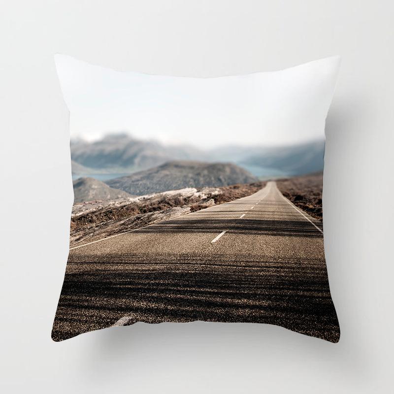 Modern Simple Landscape Car Print Sofa Pillow Cushion Cover Home Soft Furnishings