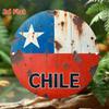 Vintage Chilean Flag Metal Tin Wall Sign Retro Home Decor
