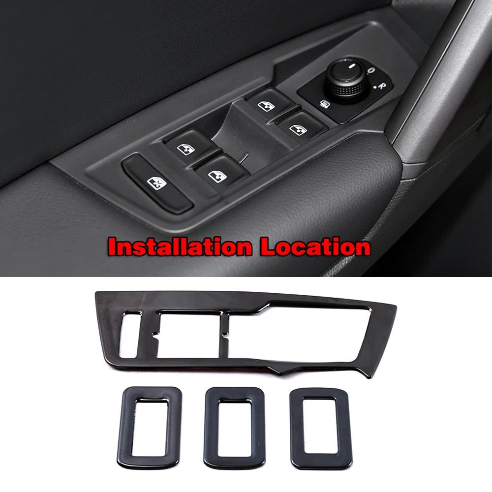 For Volkswagen VW Tiguan MK2 2017-2019 Central Console Headlight Window Lift Glove Storage Box Switch Frame Trim Black Sticker