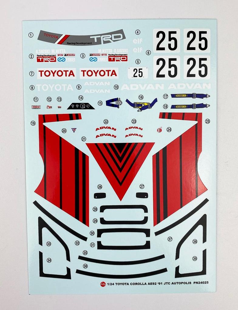 Racing Series Toyota Corolla Levin AE92 1991 Autopolis Body Color Masking Sheet Included Plastic Model PN24025BMS PLATZ/NuNu 1/24 Gr.A (Car)