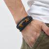 Chunky Leather Bracelet for Men Boys,Two Big Tiger Eye Natural Brown Stone Bracelets,Rock Punk Causal Jewelry Gifts