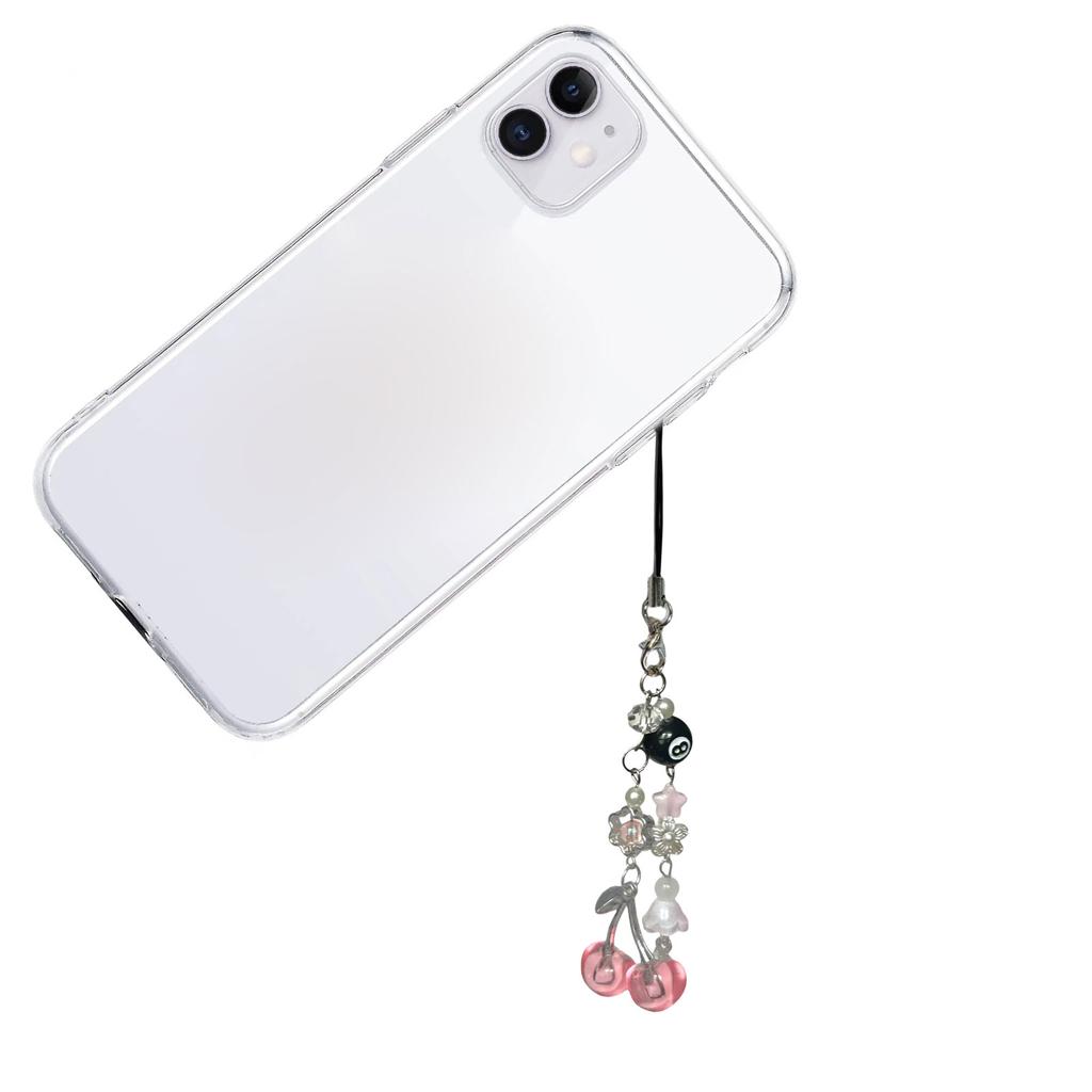 Stylish Cherry Jellyfish Alloy Bead Phone Chain Keychain Lightweight Bag Hanging Decoration Jewelry Accessory