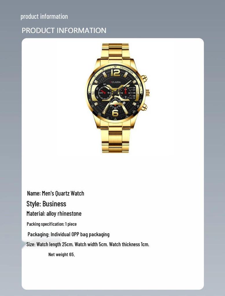 Men's Quartz Wristwatch: Stainless Steel Band, Luminous Hands, Date Display