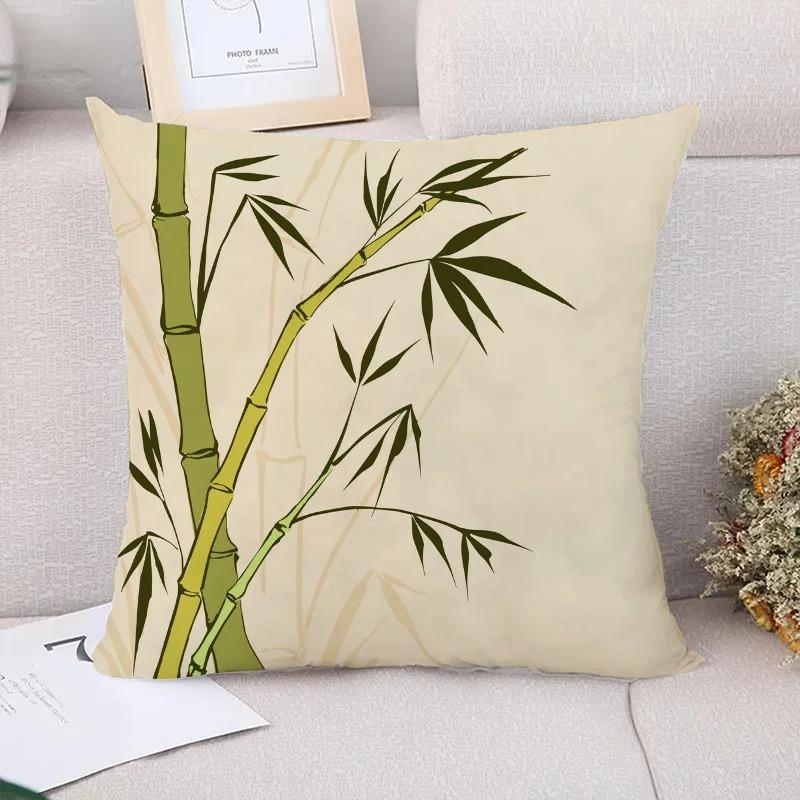 Bamboo Pattern Decorative Pillowcase Living Room Office Home Pillowcase Car Ornaments