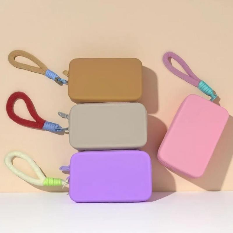 Silicone Square Coin Purse Portable Mini Storage Bag Multifunctional Silicone Cosmetic Bag