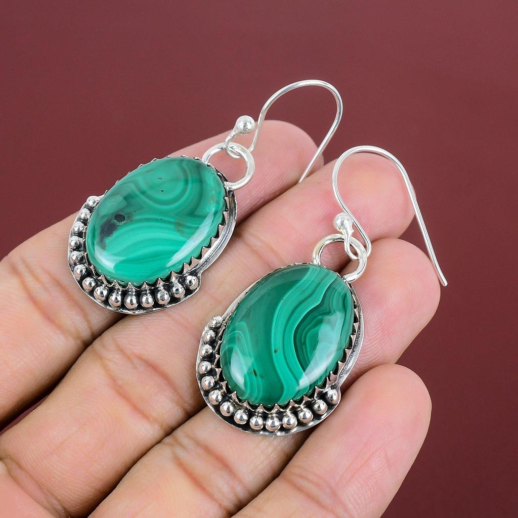 Malachite Earring Gemstone Earrings 925 Sterling Silver Earring Latest Design Jewelry Handmade Drop Earring Malachite Jewelry Gifts For Mom