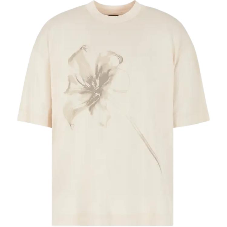 

Emporio Armani Floral Print Crew Neck Short Sleeve T-Shirt Men Tops White EM001460AF10017U1088 XXL