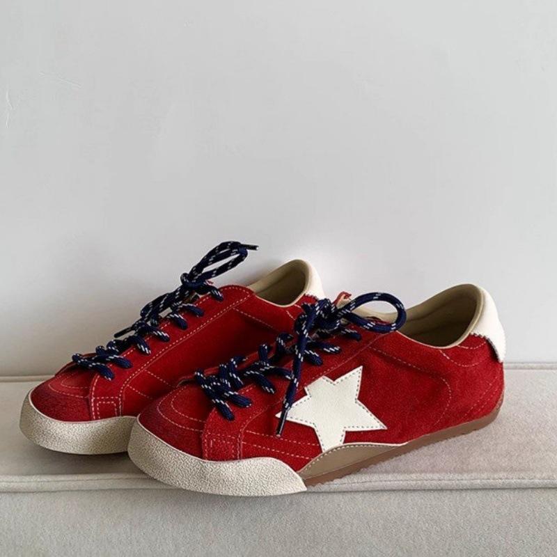 

Звездные старые маленькие грязные туфли на шнуровке для通勤 ретро ниша универсальная цветовая гамма туфли Форреста Гампа немецкие тренировочные туфли женские 40 красный