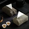 Japanese Zen Tissue Box Cotton and Linen Fabric Retro Pumping Carton Living Room Coffee Table Tissue Bag