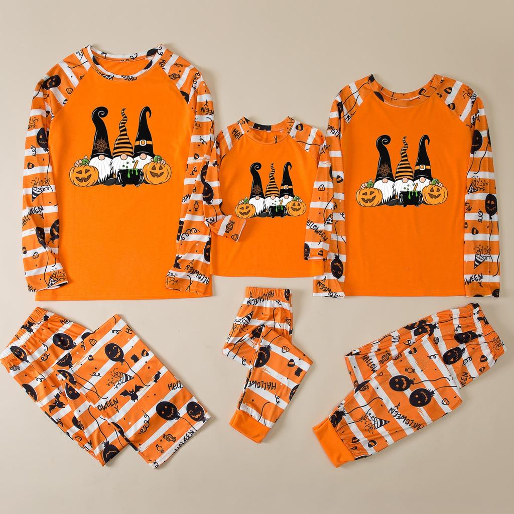 Halloween Print Cute Family Matching Sets Pajamas, Loungewear Outfits,Family Matching Long Sleeve Tops Pants Set