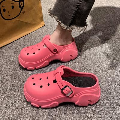 Dames Zomer Klompen Schoenen Bovenkleding Dikke Zool Verhoogde Hoogte Nieuwe Mode Twee-Manieren Strand Sandalen met Dichte Neus