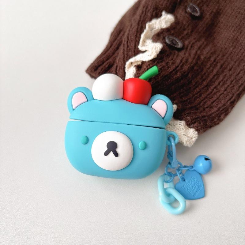 Blue Easy Bear Apply Apple AirPods4 Bluetooth Wireless Headset Case Female 1/2/3/pro2 Protective Case