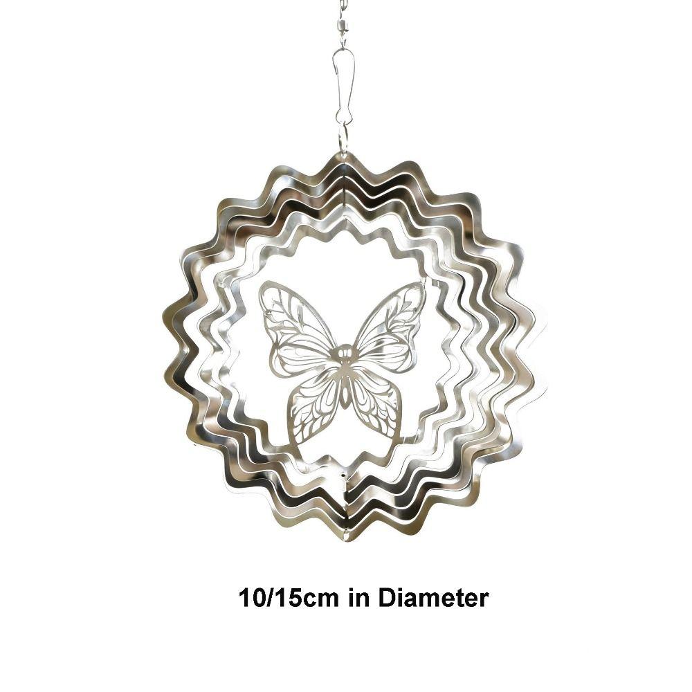 3D Flowing Wind Spinner 10/15cm Stainless Catcher Hanging Decor 10 Styles Yard Garden Mirror Rainbow
