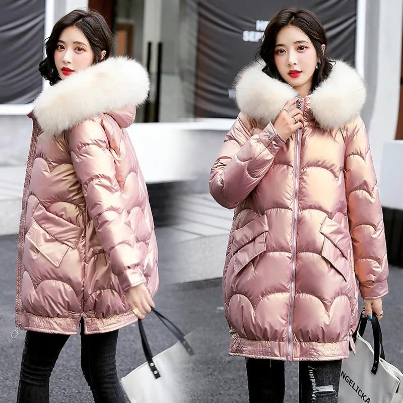 Women Winter Jacket Parkas Fashion Fur Collar Hooded Thick Warm Parkas Casual Female Long Snow Wear Coat Outwear