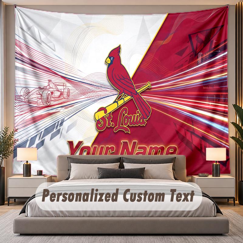 Custom Name Text Tapestry St. Louis Cardinals Personalized Polyester Wall Tapestry For Bedroom And Room