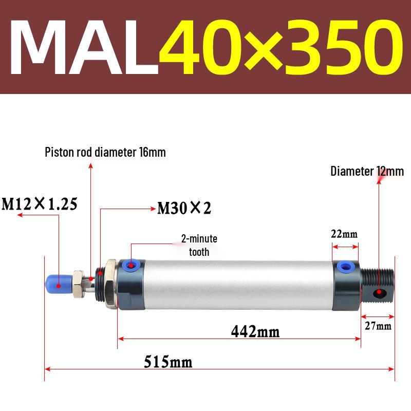 Mini Aluminum Alloy Pneumatic Cylinder - Round, Sizes 16/20/25/32/40 x 25/50/75/100/200