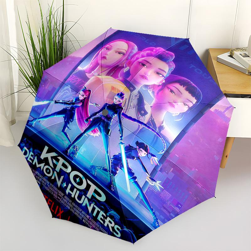 1pz KPOP Demon Hunters Netflix Poster Ombrello con Manico in Plastica, Adatto a Tutte le Stagioni Casa Viaggio Ombrello da EsternoFP116