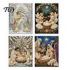 Handgefertigte Religiöse Bastelarbeiten Krippe Perlmutt-Kunst-Set, Heilige Familie Malerei DIY Spirituelle Wanddekoration 3D Bastelset für Erwachsene, Weihnachten Zuhause