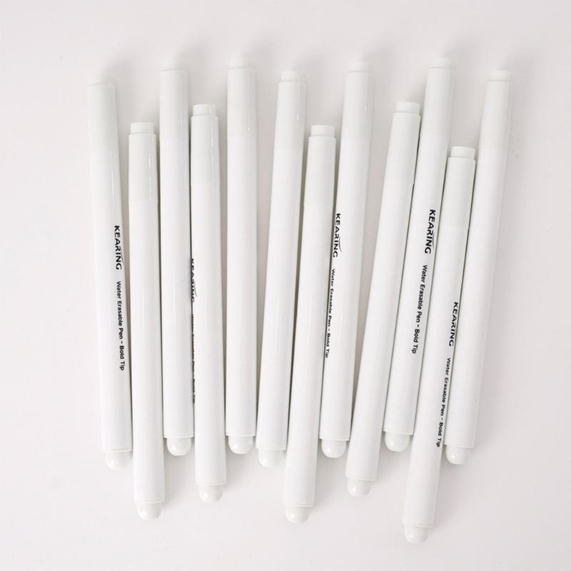 10Pcs Water Erasable Fabric Marker 1.0mm Broad Tip Water Soluble Fabric Marking Pen for Clothing Tailoring Sewing Craft