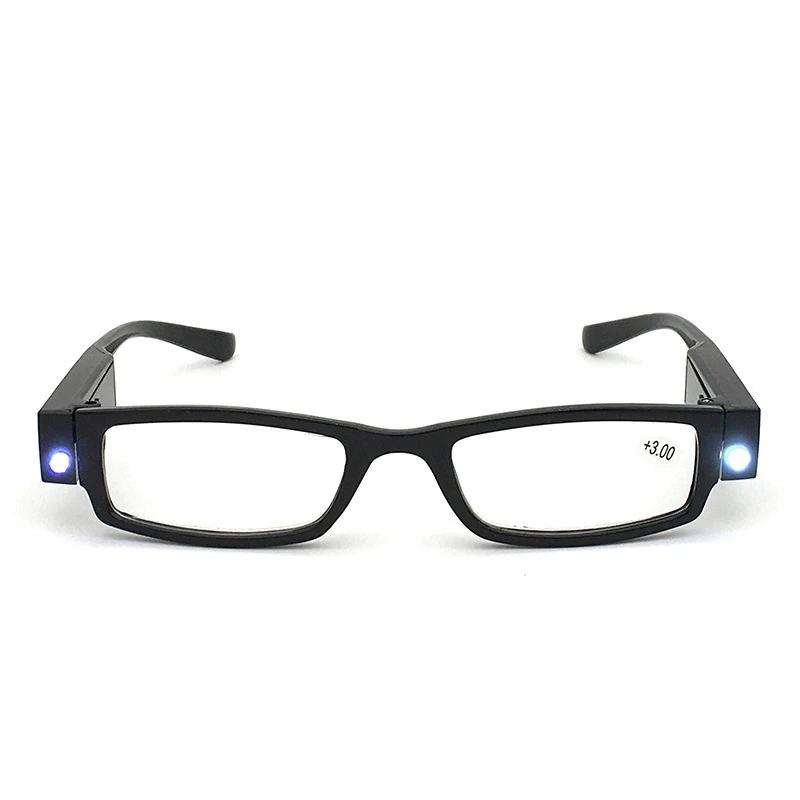 Magnifying Glasses Men Reading Glasses with Led Light Women Magnifier Light Up Night Presbyopic Glasses Diopter +1- +4