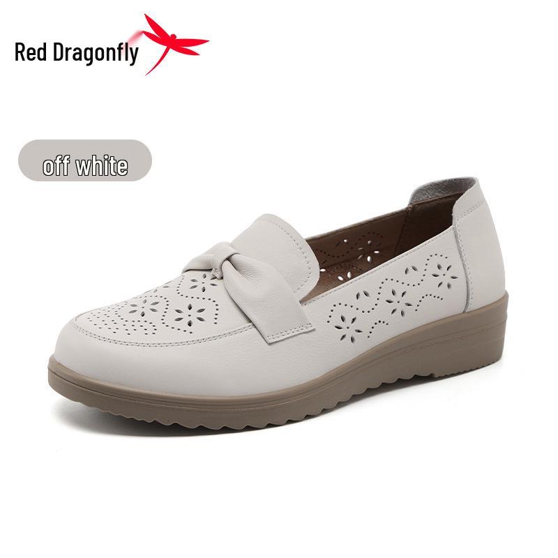 Red Dragonfly Women s Summer Breathable Leather Loafers - Soft Sole, Genuine Cowhide, Slip-On Commuter Shoes EU 35
