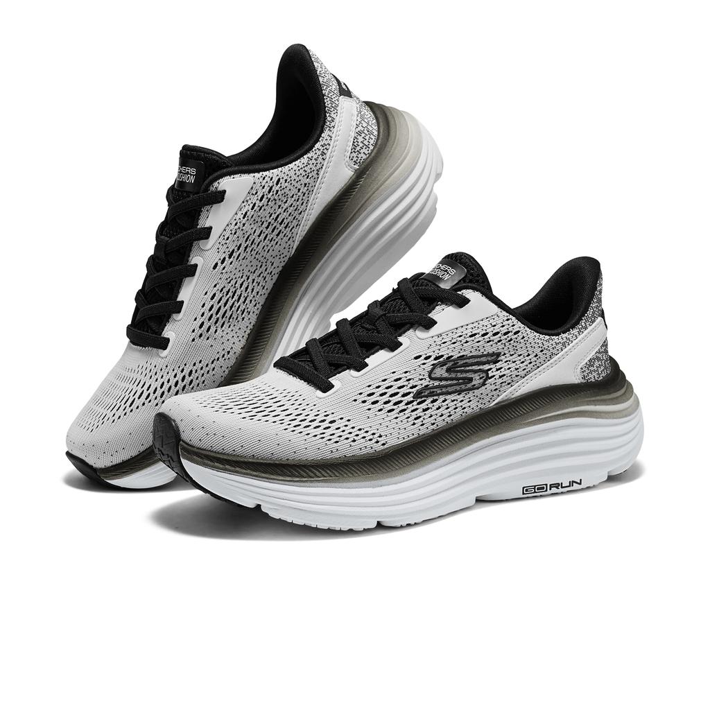 Skechers Go Series Thick Sole Round Toe Mesh Low Top Running Shoes Women Sneakers 129479-WBK