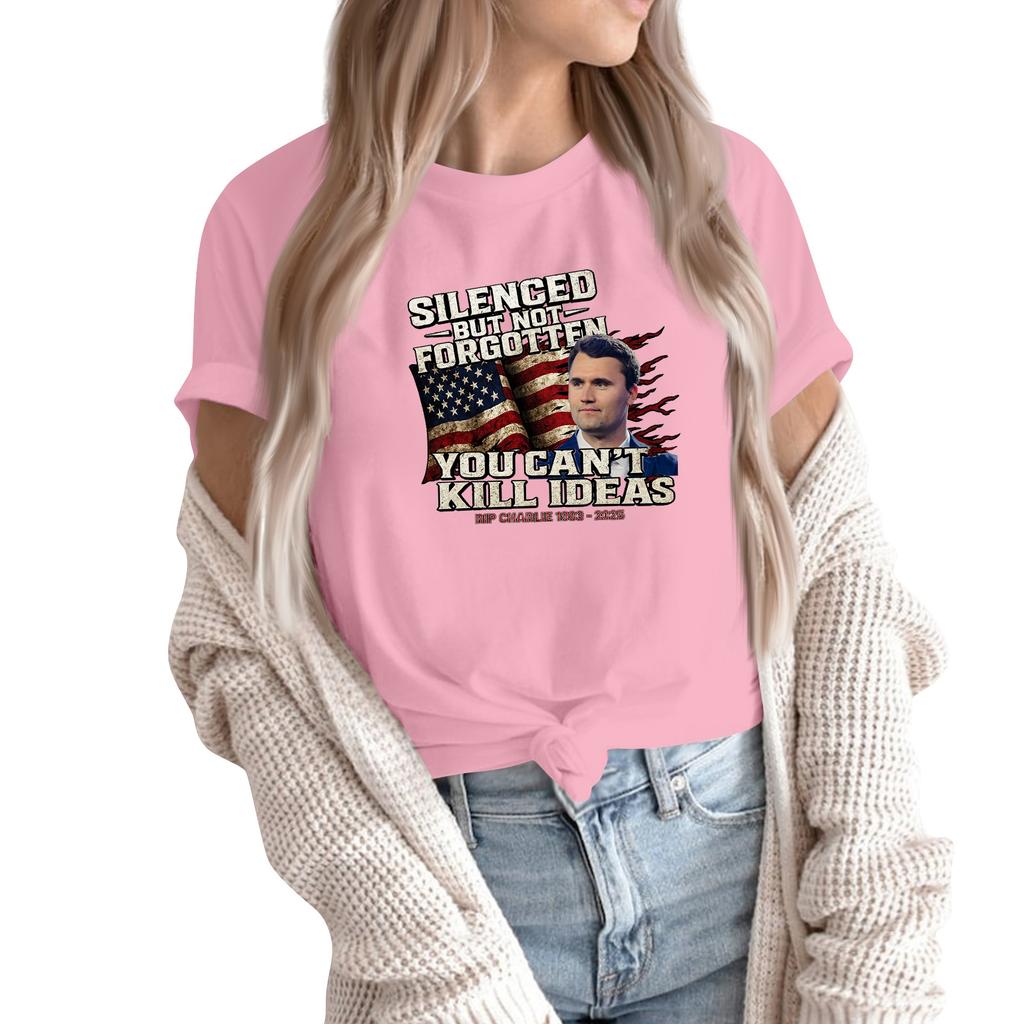 Women's Fashion Casual Printed Short Sleeve Round Neck Pullover Tops