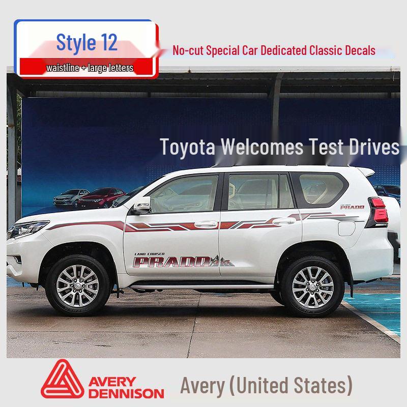 Toyota Prado 10-22 Models Car Body Color Stripe Decal Waistline Sticker.