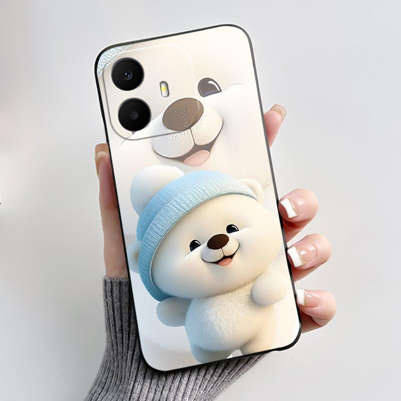 Pro pouzdro TCL K70 Roztomilé Srdíčko Králík Černé Měkké Silikonové Ochranné Zadní Kryt Pro Telefon TCL K70 Power SE TCLK70 4G 5G