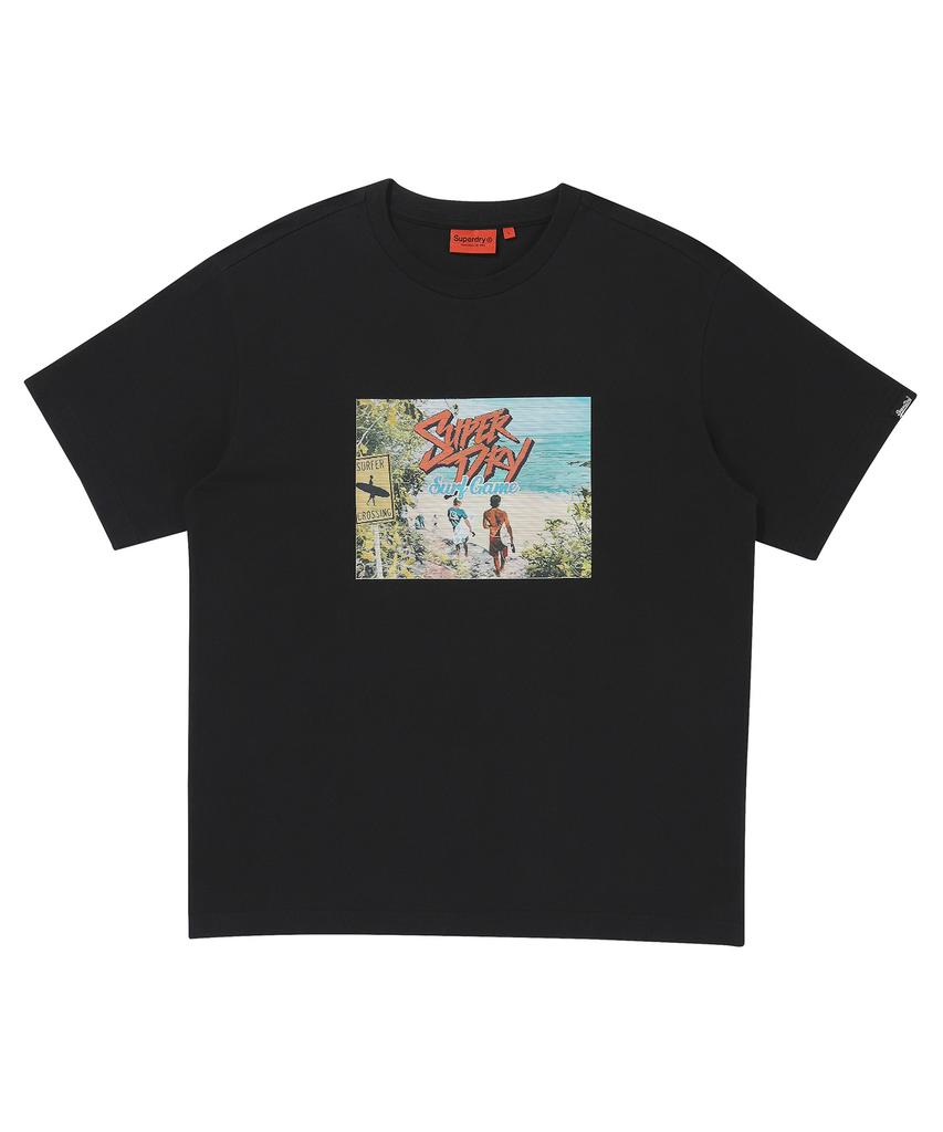 Syupeodeulai Vacation Retro Graphic T-Shirt Black