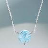 Blue Zircon Necklace Fashion Claw Set Firework Cut Luxury Diamond Collarbone Chain for Women Stylish Jewelry
