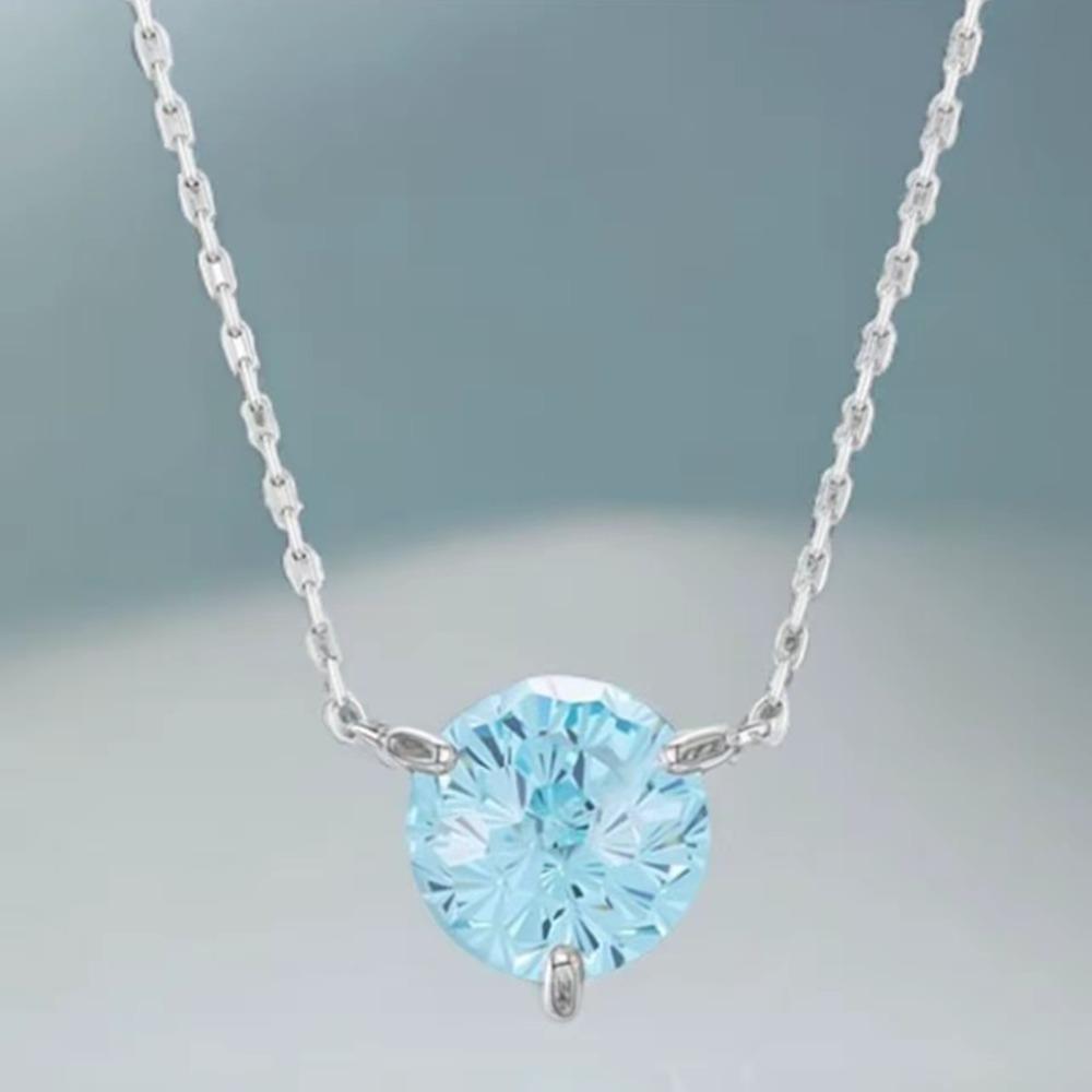 

Blue Zircon Necklace Fashion Claw Set Firework Cut Luxury Diamond Collarbone Chain for Women Stylish Jewelry