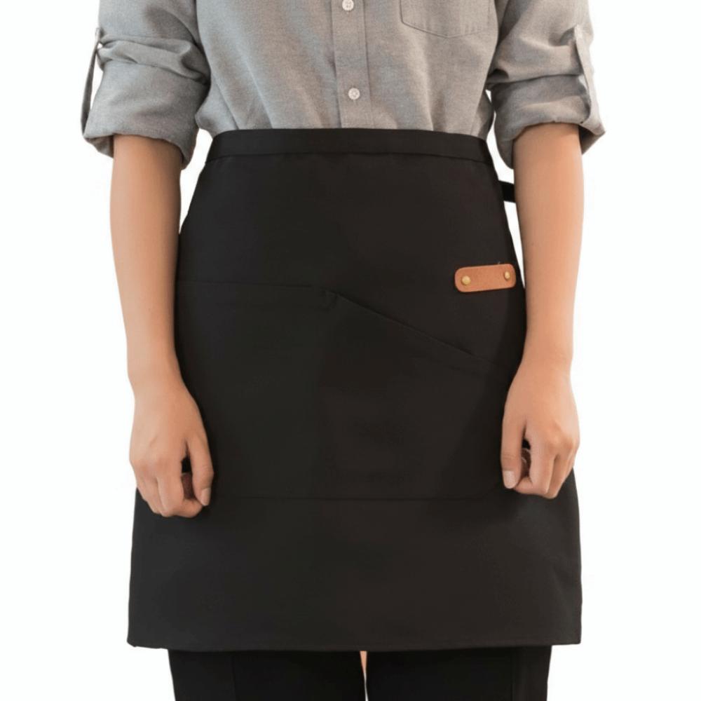 High Quality Solid Color Canvas Half Apron Stain-Resistant Waterproof Waiter Apron with Pocket Kitchen Apron Unisex