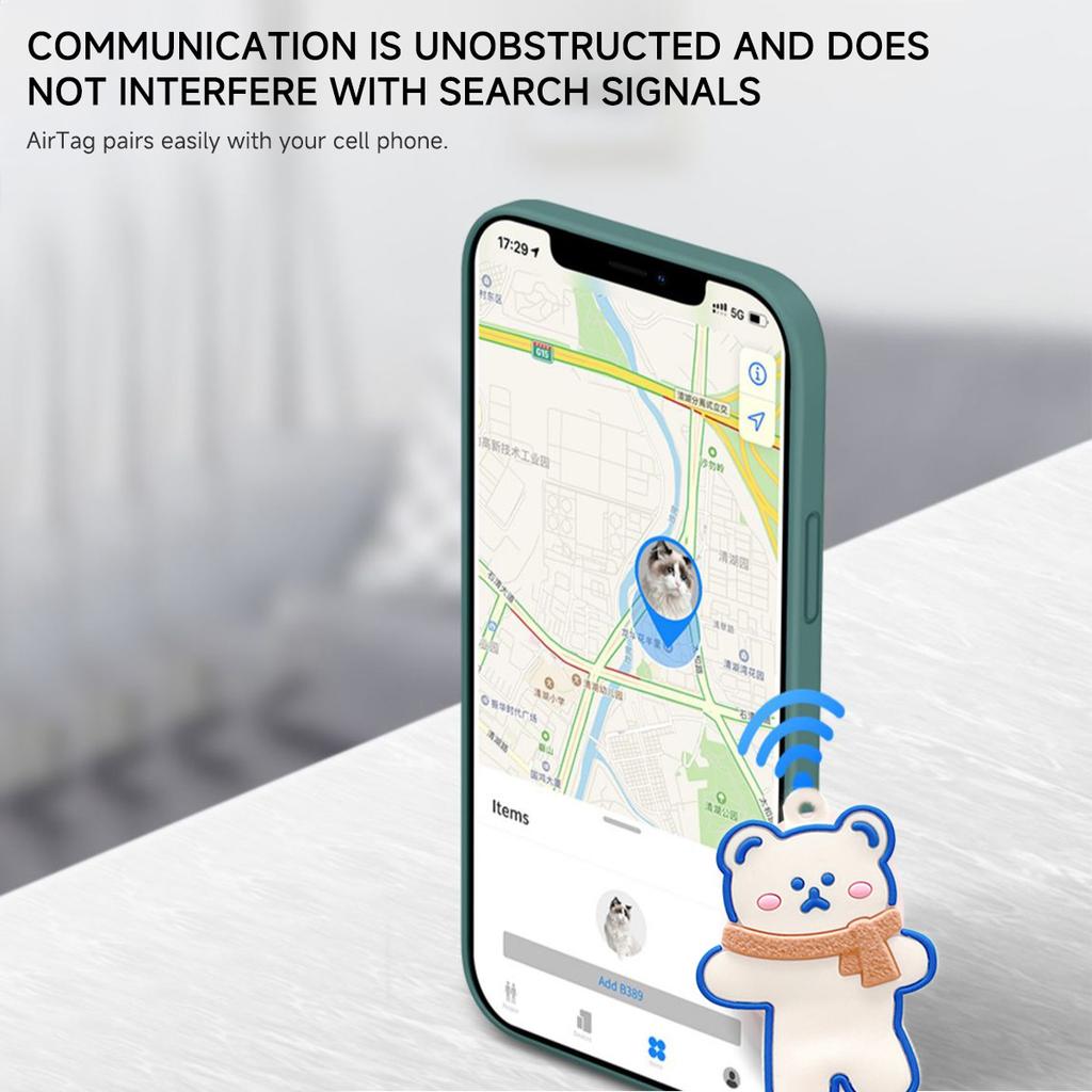 case for airtag Cute and creative shapes keychain anti-lost cartoon bear puppy Tracker Protector Protective Case for kid elderly