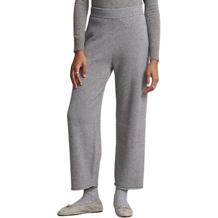 Polo Ralph Lauren Solid Mid-Rise Straight Leg Cuffed Casual Pants Women Bottoms Gray 211876764-001