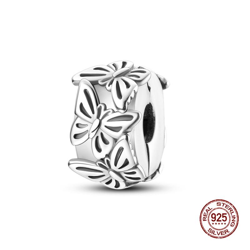 Original Charms Copper Paw Print Pave Fixing Clip Charms Beads Fit 3Mm Original Bracelet Women Diy Jewelry Gifts