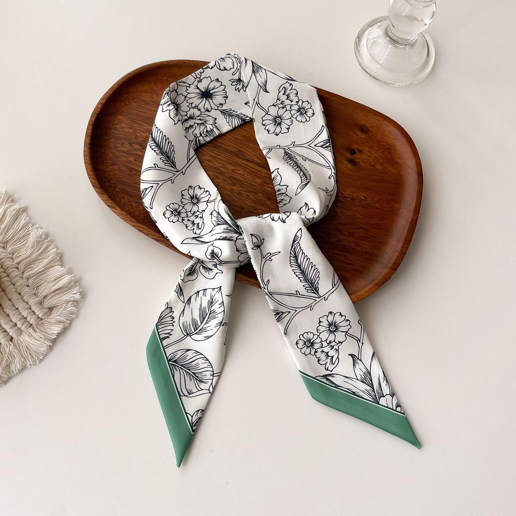 Wind Small Streamer Long Scarf Ribbon Tie Bag Versatile Decorative Headband Printed Scarf with Hand Scarf