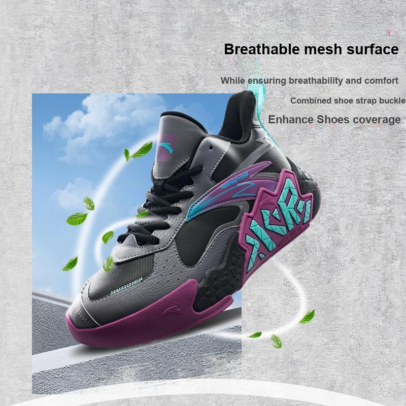 Anta Comfortable Classic Fashion Versatile Non-Slip Shock Absorbing Wear-Resistant Mid-Top Kids Basketball Shoes Men Sneaker A12431101