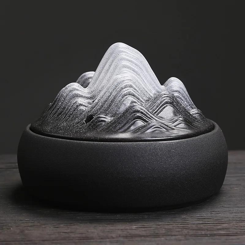 1pc Home Decor Ornaments Mountain Design Fire Prevention Incense Coils Burner Incense Holder Ceramic Censer Zen Tea Pet