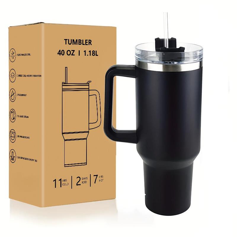 Fashionable 40-ounce stainless steel cup with handle, vacuum insulated travel cup, leak-proof double-wall hot cup, sports water bottle