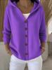 2026 European & American Button Knit Hooded Jacket - Autumn/Winter Women's Casual Fashion Solid Color.