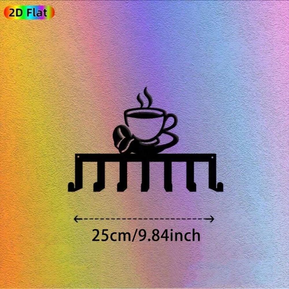 Kaffeebecher Schlüsselhaken Metall Wandkunst mit 7 Haken Schmiedeeisen Dekoration Küche Büro Zuhause Geschenk