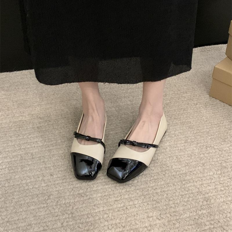 Women's Flats 2025 Spring Patchwork Slip on Flat Shoes New Designer Bowtie Ballet Flats for Female Mary Janes Shoes