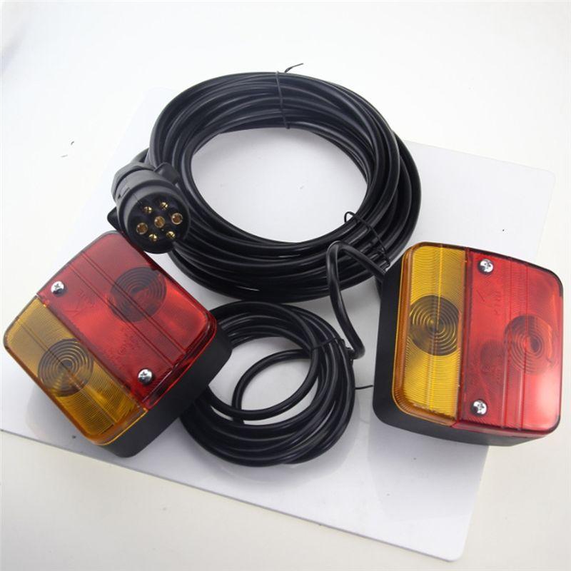 Reliable-1 Set 12V 7 Pin 10M Universal Rear Towing Tail Light For Trailer LED Brake Stop Reflector Lamp For Trailer