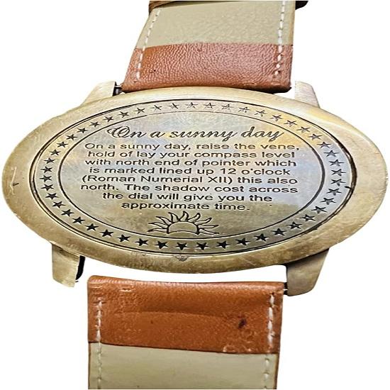 Sundial Compass Watch Vintage Brass Hand Watch Sundial and Compass