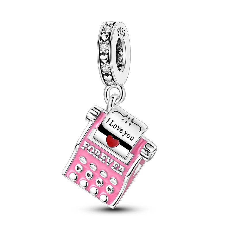 Copper Colorful Charms Bead Pink Red Color Dangle Cz Zircon Clasp Clip Charm Fit Original Mula Bracelet Diy Jewelry